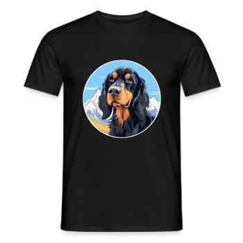 Gordon Setter chien race dessin animé Kawaii aquarelle - T-shirt homme - noir - Devant - AI Model Male 178 light (178cm)