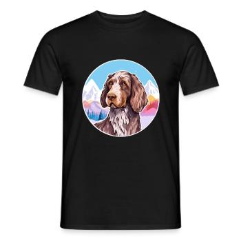 Allemand Pointer à poil dur chien race Cartoon Kawaii - T-shirt homme - noir - Devant - AI Model Male 178 light (178cm)