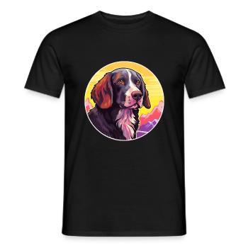 Frisian Pointing Dog Breed Cartoon Kawaii Watercol - Men's T-Shirt - black - Front - AI Model Male 178 light (178cm)