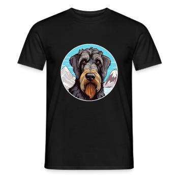 Giant Schnauzer Dog Breed Cartoon Kawaii Watercolo - Men's T-Shirt - black - Front - AI Model Male 178 light (178cm)