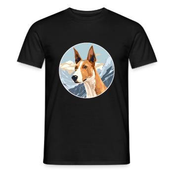 Ibizan Hound Dog Breed Cartoon Kawaii Watercolor - Men's T-Shirt - black - Front - AI Model Male 178 light (178cm)