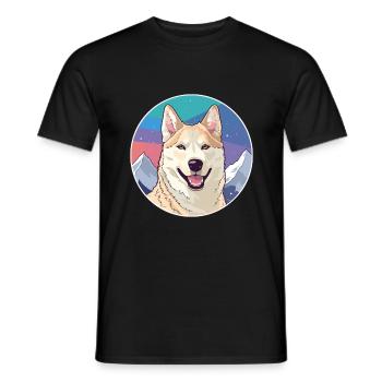 Jindo Hunderasse Karikatur Kawaii Aquarell - Männer T-Shirt - Schwarz - Vorne - AI Model Male 178 light (178cm)