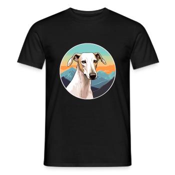 Galgo Español Hunderasse Cartoon Kawaii Aquarell - Männer T-Shirt - Schwarz - Vorne - AI Model Male 178 light (178cm)