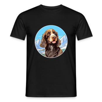 Allemand à poil long Pointer chien race Cartoon Kawaii - T-shirt homme - noir - Devant - AI Model Male 178 light (178cm)