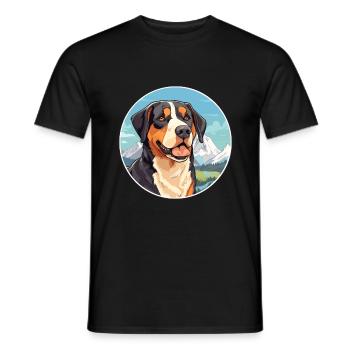 Grande race de bouvier suisse Cartoon Kawaii Wa - T-shirt homme - noir - Devant - AI Model Male 178 light (178cm)