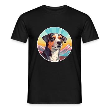 Karakachan chien race dessin animé Kawaii aquarelle - T-shirt homme - noir - Devant - AI Model Male 178 light (178cm)