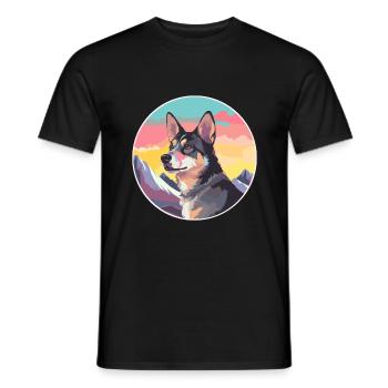 Kanni chien race dessin animé Kawaii aquarelle - T-shirt homme - noir - Devant - AI Model Male 178 light (178cm)