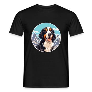 Jamthund Dog Breed Cartoon Kawaii Watercolor - Men's T-Shirt - black - Front - AI Model Male 178 light (178cm)