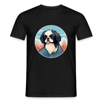 Japanisches Kinn Hunderasse Cartoon Kawaii Aquarell - Männer T-Shirt - Schwarz - Vorne - AI Model Male 178 light (178cm)