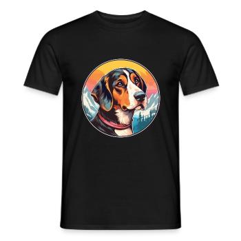 Chien chien allemand race dessin animé Kawaii aquarelle - T-shirt homme - noir - Devant - AI Model Male 178 light (178cm)