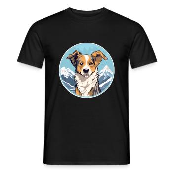 Havenese chien race dessin animé Kawaii aquarelle - T-shirt homme - noir - Devant - AI Model Male 178 light (178cm)