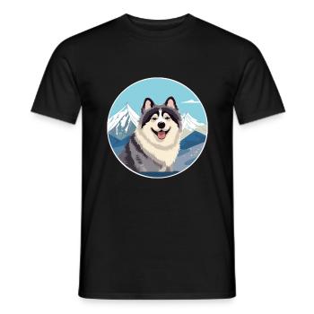 Hokkaido Hunderasse Karikatur Kawaii Aquarell - Männer T-Shirt - Schwarz - Vorne - AI Model Male 178 light (178cm)