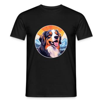 Hovawart chien race dessin animé Kawaii aquarelle - T-shirt homme - noir - Devant - AI Model Male 178 light (178cm)
