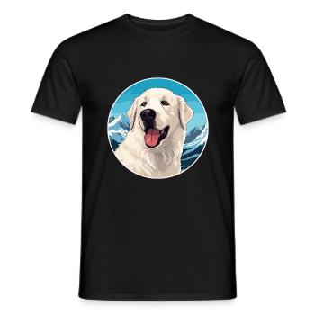 Hungarian Kuvasz Dog Breed Cartoon Kawaii Watercol - Men's T-Shirt - black - Front - AI Model Male 178 light (178cm)