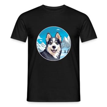Hygenhund chien race dessin animé Kawaii aquarelle - T-shirt homme - noir - Devant - AI Model Male 178 light (178cm)