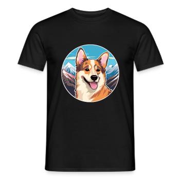 Kai Ken chien race dessin animé Kawaii aquarelle - T-shirt homme - noir - Devant - AI Model Male 178 light (178cm)