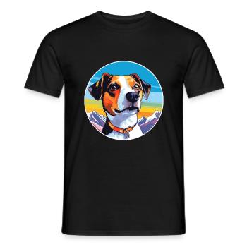 Jack Russell Terrier Dog Breed Cartoon Kawaii Wate - Men's T-Shirt - black - Front - AI Model Male 178 light (178cm)