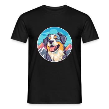 Kintamani chien race dessin animé Kawaii aquarelle - T-shirt homme - noir - Devant - AI Model Male 178 light (178cm)