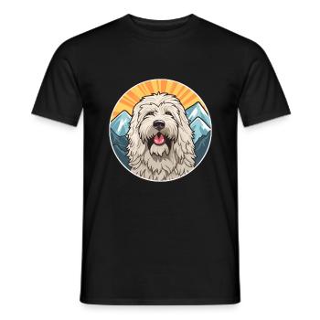 Komondor race de chien dessin animé Kawaii aquarelle - T-shirt homme - noir - Devant - AI Model Male 178 light (178cm)