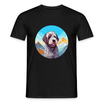 Lagotto Romagnolo Dog Breed Cartoon Kawaii Waterco - Men's T-Shirt - black - Front - AI Model Male 178 light (178cm)