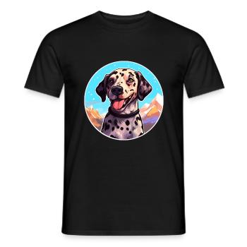 Leopard Cur Hund Rasse Cartoon Kawaii Aquarell - Männer T-Shirt - Schwarz - Vorne - AI Model Male 178 light (178cm)