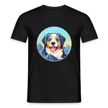 Magyar Agar chien race dessin animé Kawaii aquarelle - T-shirt homme - noir - Devant - AI Model Male 178 light (178cm)