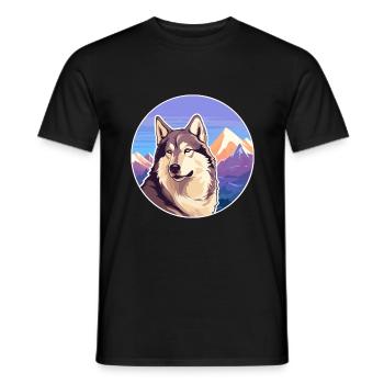 Kunming Wolfdog Hunderasse Cartoon Kawaii Watercolo - Männer T-Shirt - Schwarz - Vorne - AI Model Male 178 light (178cm)