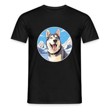 Labrador Husky Hunderasse Cartoon Kawaii Aquarell - Männer T-Shirt - Schwarz - Vorne - AI Model Male 178 light (178cm)
