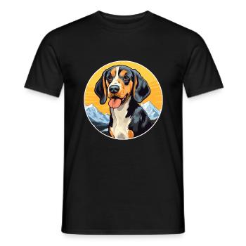 Leopard Hound Dog Breed Cartoon Kawaii Watercolor - Men's T-Shirt - black - Front - AI Model Male 178 light (178cm)
