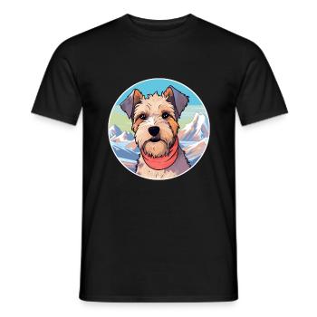 Lucas Terrier chien race dessin animé Kawaii aquarelle - T-shirt homme - noir - Devant - AI Model Male 178 light (178cm)
