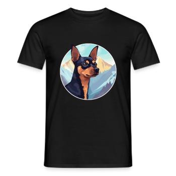 Miniatur Pinscher Hunderasse Cartoon Kawaii Waterc - Männer T-Shirt - Schwarz - Vorne - AI Model Male 178 light (178cm)