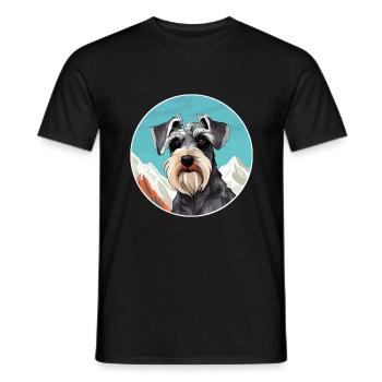 Mittelschnauzer Hunderasse Cartoon Kawaii Watercolo - Männer T-Shirt - Schwarz - Vorne - AI Model Male 178 light (178cm)