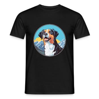 New Zealand Huntaway Dog Breed Cartoon Kawaii Wate - Men's T-Shirt - black - Front - AI Model Male 178 light (178cm)