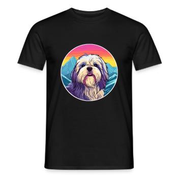 Lhasa Apso Hunderasse Cartoon Kawaii Aquarell - Männer T-Shirt - Schwarz - Vorne - AI Model Male 178 light (178cm)