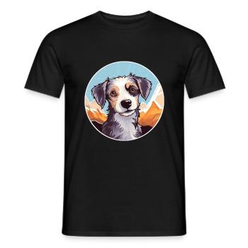 Majorque Ratter chien race dessin animé Kawaii aquarelle - T-shirt homme - noir - Devant - AI Model Male 178 light (178cm)
