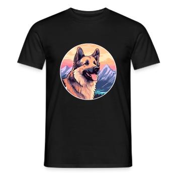 Majorca Shepherd Dog Breed Cartoon Kawaii Watercol - Men's T-Shirt - black - Front - AI Model Male 178 light (178cm)