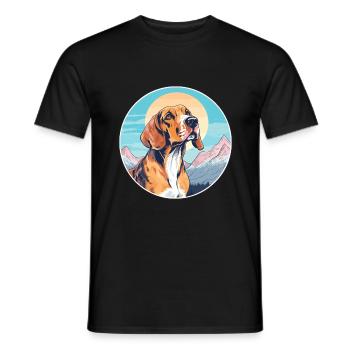 Majestic Tree Hound Dog Breed Cartoon Kawaii Water - Men's T-Shirt - black - Front - AI Model Male 178 light (178cm)