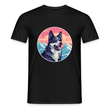 Mudi Hunderasse Cartoon Kawaii Aquarell - Männer T-Shirt - Schwarz - Vorne - AI Model Male 178 light (178cm)