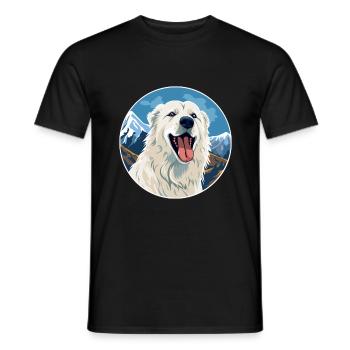 Maremma Sheepdog Dog Breed Cartoon Kawaii Watercol - Men's T-Shirt - black - Front - AI Model Male 178 light (178cm)