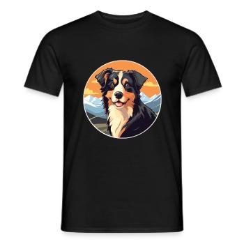 Nordamerikanischer Schäferhund Rasse Cartoon Kawaii W - Männer T-Shirt - Schwarz - Vorne - AI Model Male 178 light (178cm)