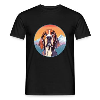 Norwegian Hound Dog Breed Cartoon Kawaii Watercolo - Men's T-Shirt - black - Front - AI Model Male 178 light (178cm)