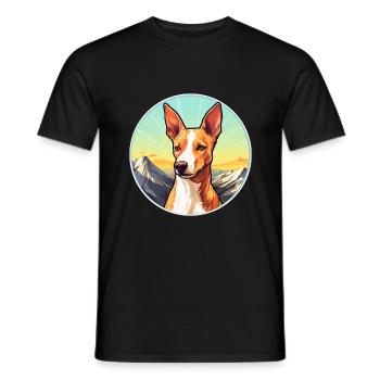 Podenco Canario race de chien dessin animé kawaii watercolo - T-shirt homme - noir - Devant - AI Model Male 178 light (178cm)