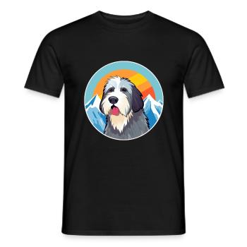 Chien de berger picard race de chien dessin animé Kawaii Watercol - T-shirt homme - noir - Devant - AI Model Male 178 light (178cm)