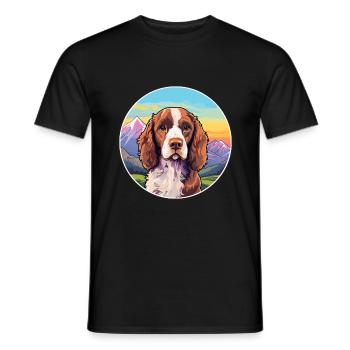 Pont Audemer Épagneul Chien Race Cartoon Kawaii Wate - T-shirt homme - noir - Devant - AI Model Male 178 light (178cm)