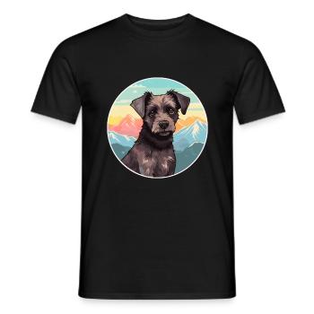 Patterdale Terrier Dog Breed Cartoon Kawaii Waterc - Men's T-Shirt - black - Front - AI Model Male 178 light (178cm)
