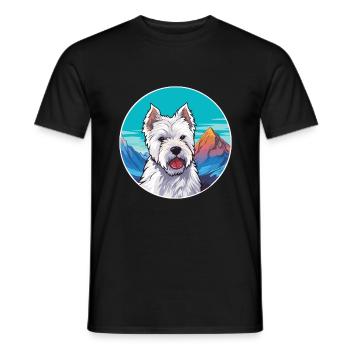 Ormskirk Terrier Dog Breed Cartoon Kawaii Watercol - Men's T-Shirt - black - Front - AI Model Male 178 light (178cm)