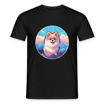 Pomeranian Spitz Dog Breed Cartoon Kawaii Watercol - Men's T-Shirt - black - Front - AI Model Male 178 light (178cm)