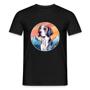 Pointer chien race dessin animé Kawaii aquarelle - T-shirt homme - noir - Devant - AI Model Male 178 light (178cm)