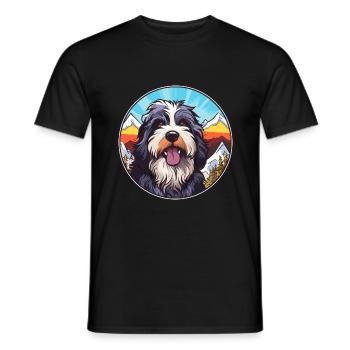 Chien de berger portugais race de chien dessin animé kawaii eau - T-shirt homme - noir - Devant - AI Model Male 178 light (178cm)