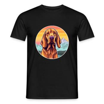 Redbone Coonhound chien race dessin animé Kawaii Waterco - T-shirt homme - noir - Devant - AI Model Male 178 light (178cm)